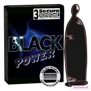 Prezerwatywy Secura Black Power Pack - 3 - czarny