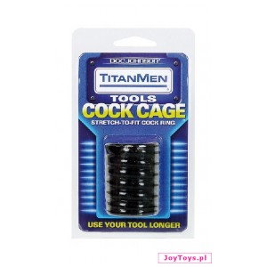 Pierścień - nasadka TitanMen Cock Cage Stretch  - 2,5  - czarny