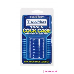Pierścień - nasadka TitanMen Cock Cage Stretch  - 2,5  - niebieski