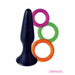 Zestaw - Korek analny + 3 pierścienie - Pash Playful Toy of Love Silicone ButtPlug and Ring.