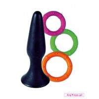 Zestaw - Korek analny + 3 pierścienie - Pash Playful Toy of Love Silicone ButtPlug and Ring - UNIW.