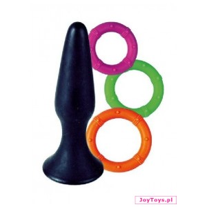 Zestaw - Korek analny + 3 pierścienie - Pash Playful Toy of Love Silicone ButtPlug and Ring